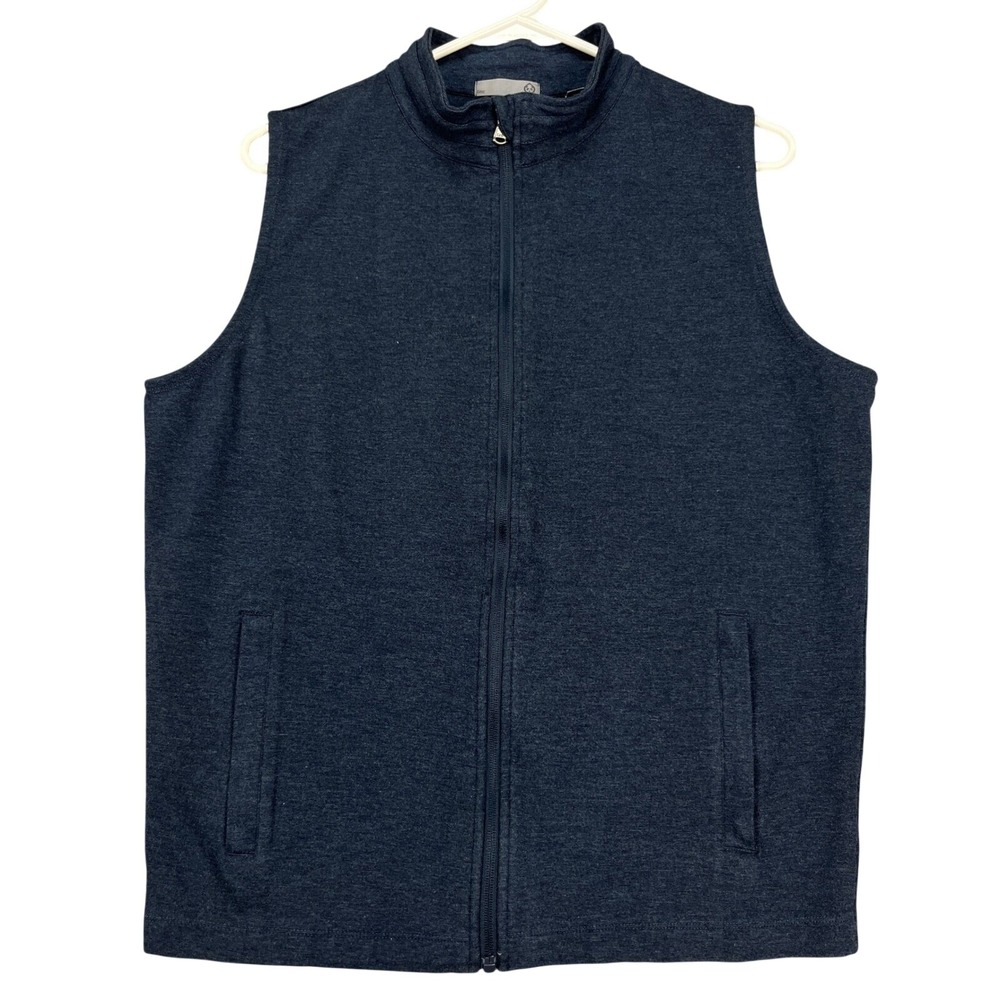 Tasc Performance Mens Full Zip Vest Small Heathered Blue Athletic Bamboo